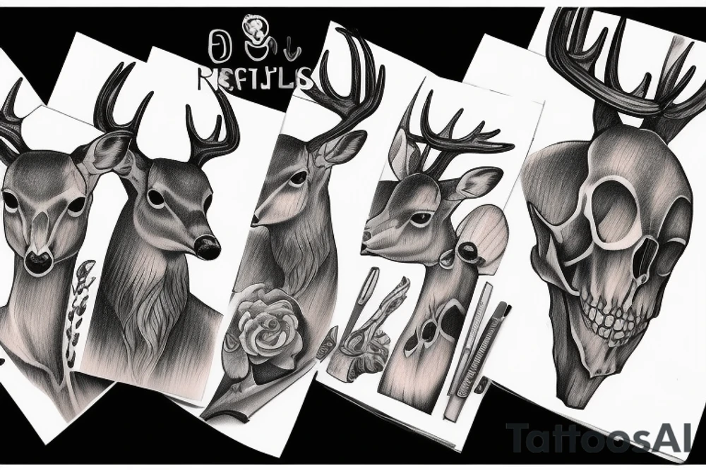 Realistic deer Skull tattoo idea