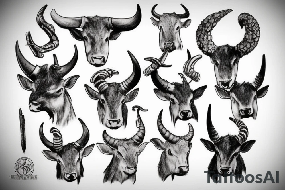 Realistic horns tattoo idea