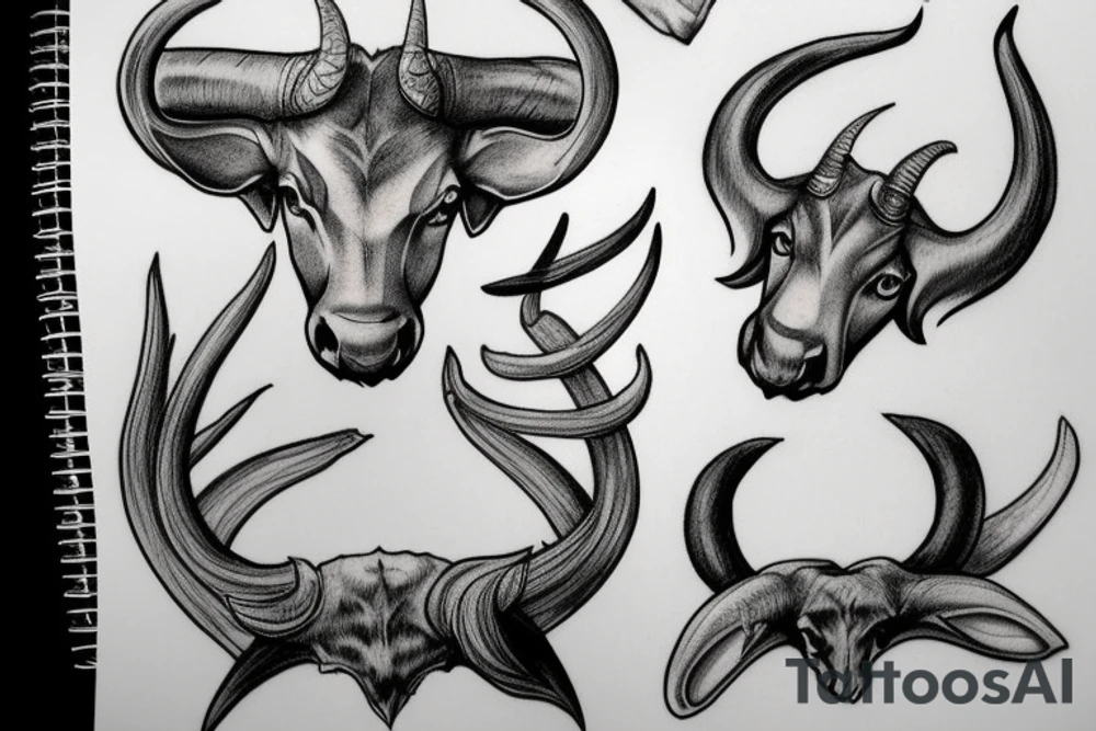 Realistic horns tattoo idea