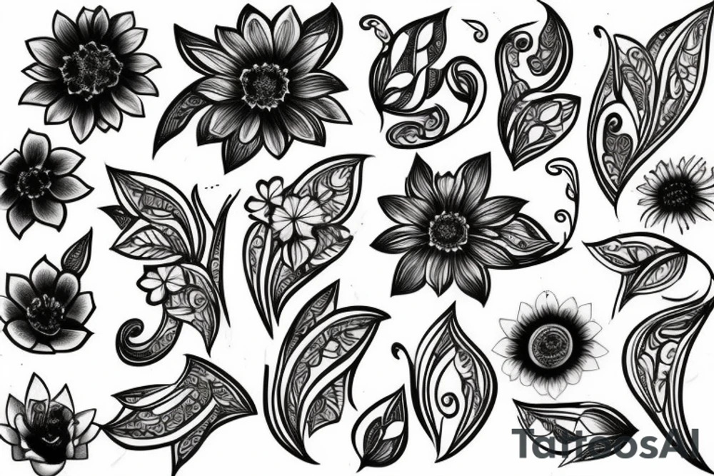 black flower tattoo idea