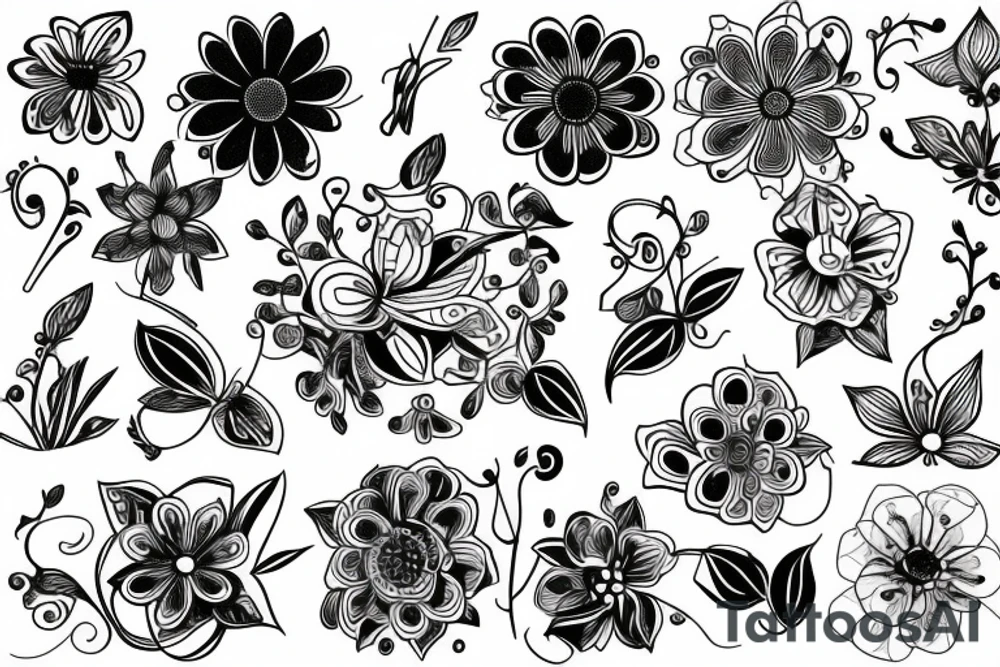 electronical flower tattoo idea