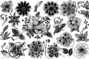 electronical flower tattoo idea
