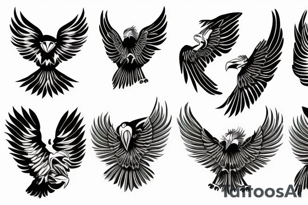 Eagle open wings tattoo idea