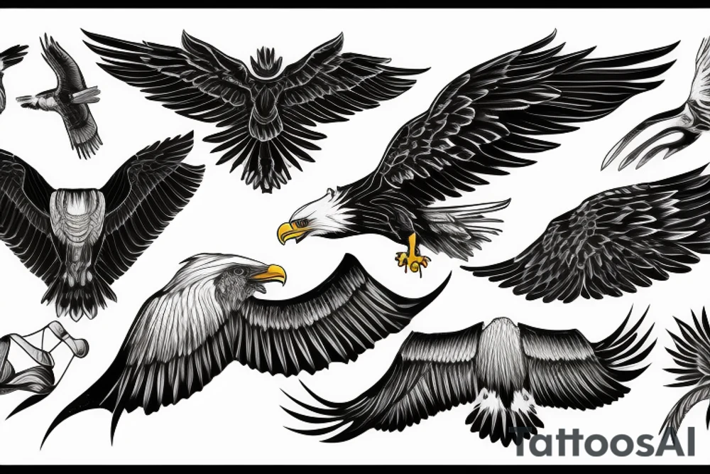Eagle open wings tattoo idea