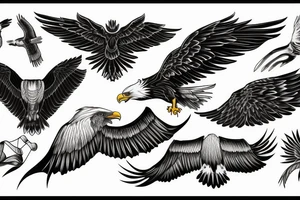 Eagle open wings tattoo idea