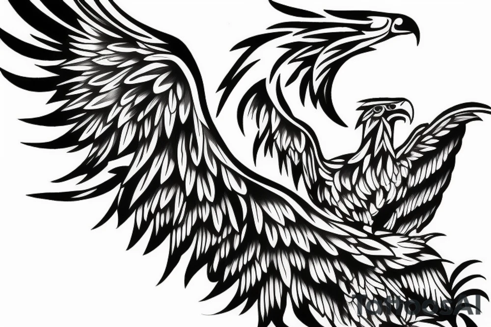 Eagle open wings tattoo idea