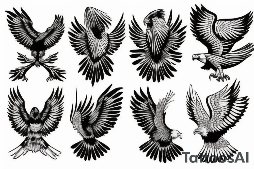 Eagle open wings tattoo idea