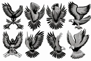 Eagle open wings tattoo idea