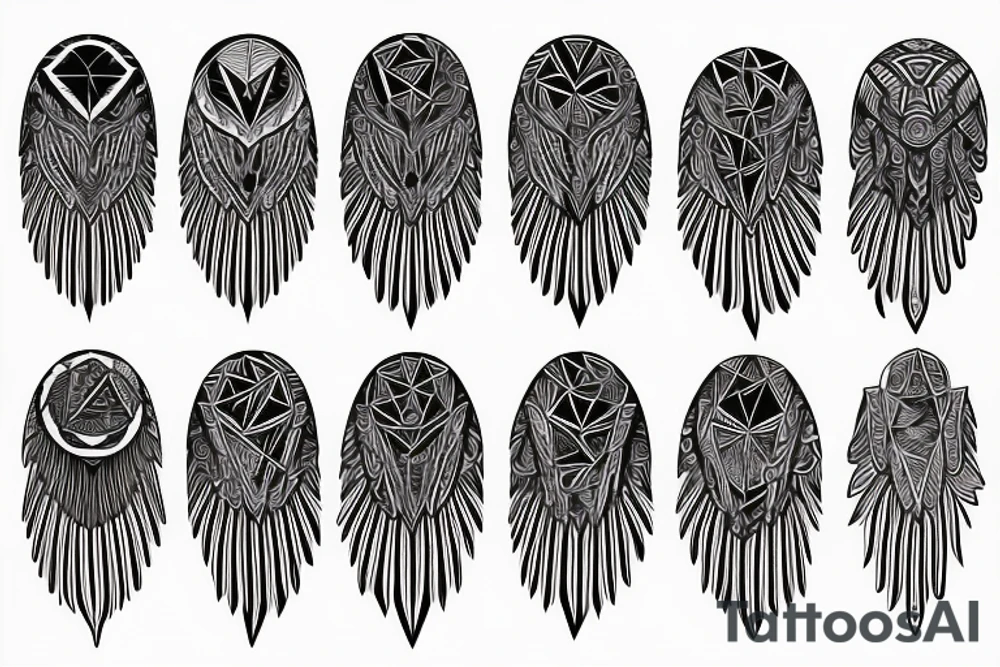 Eagle open wings geometric tattoo idea
