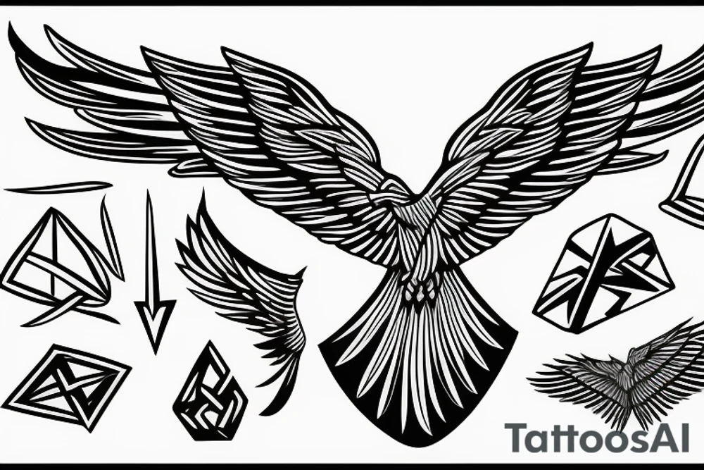 Eagle open wings geometric tattoo idea