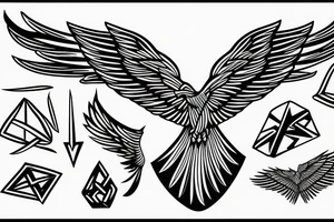 Eagle open wings geometric tattoo idea