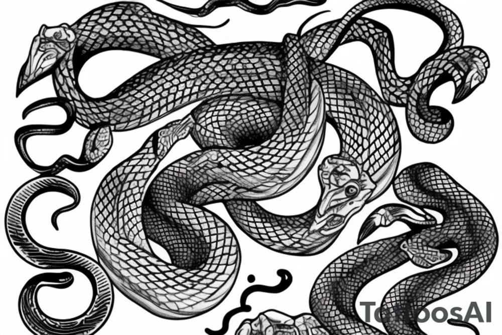 Snake and moon tattoo idea