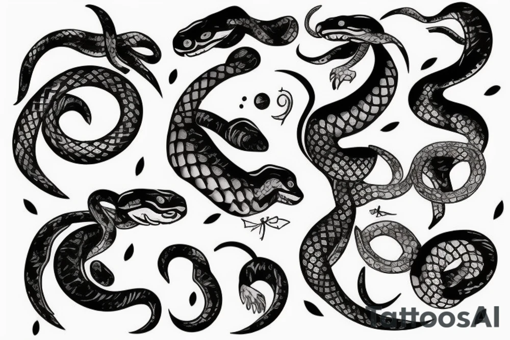 Snake and moon tattoo idea