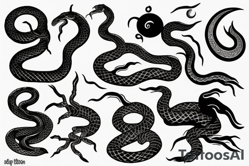 A Snake and the moon tattoo idea