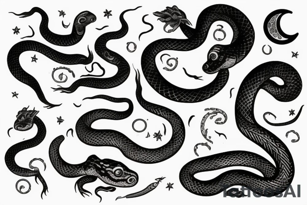 A Snake and the moon tattoo idea