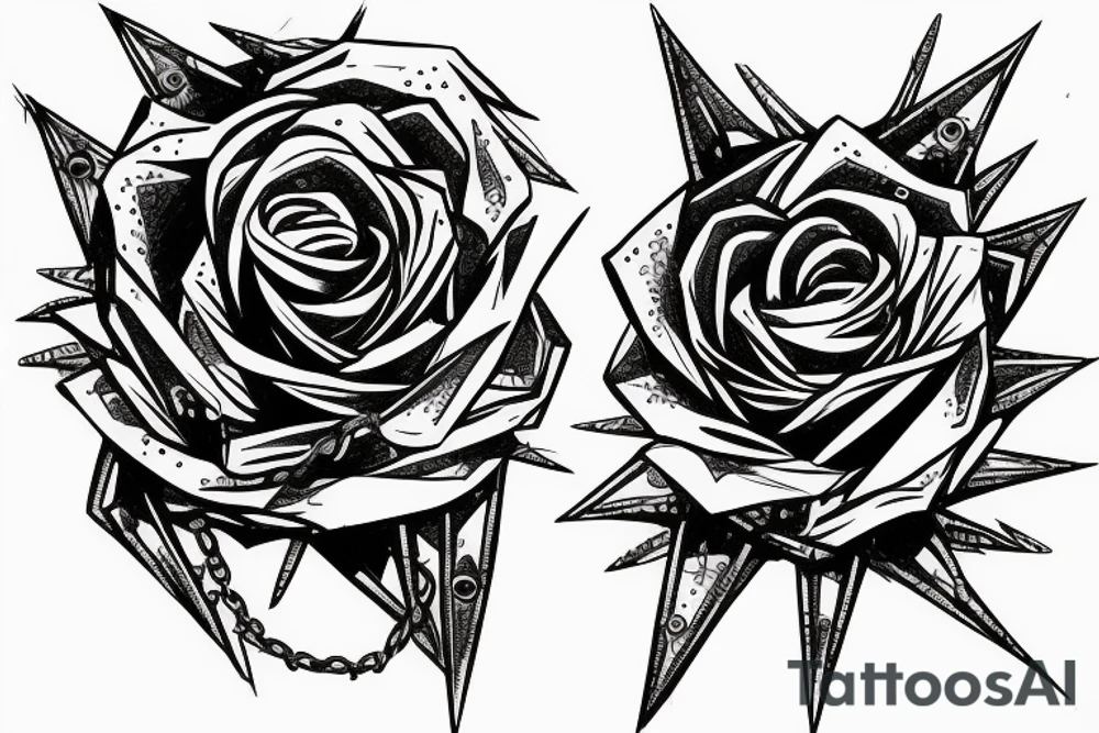 Cyberpunk rose spikes 
 barbed wire 
Eyelet chain tattoo idea