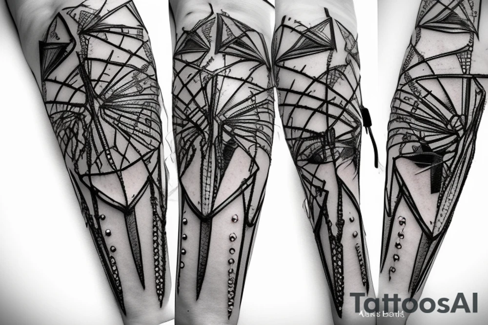 Cyberpunk spikes 
 barbed wire 
Eyelet chain tattoo idea