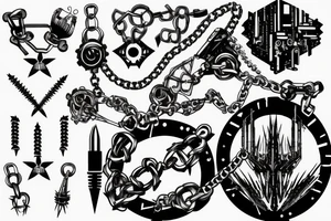 Cyberpunk spikes 
 barbed wire 
Eyelet chain tattoo idea