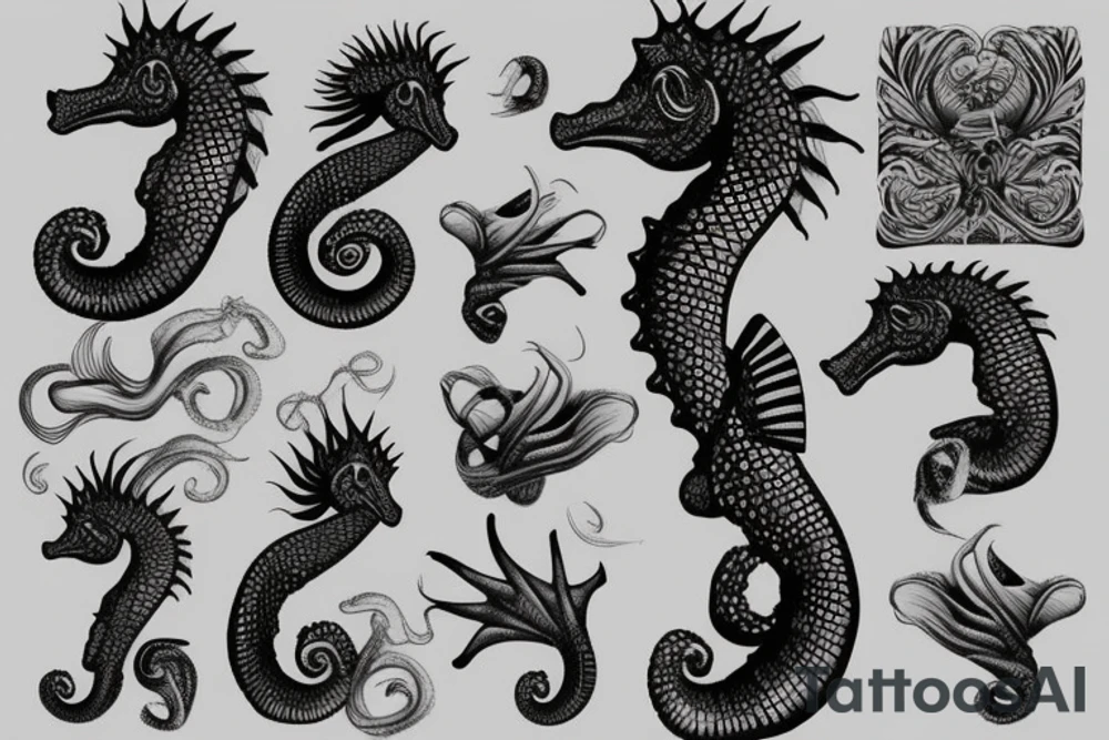 a majestic seahorse tattoo idea