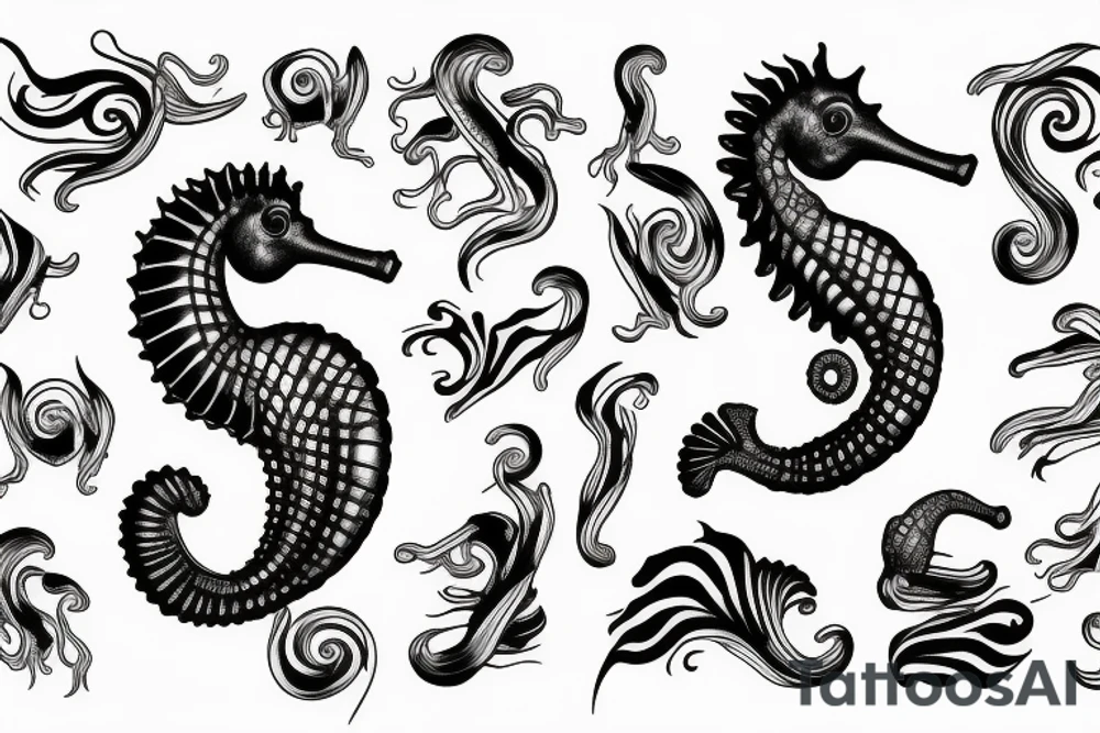 a majestic seahorse tattoo idea