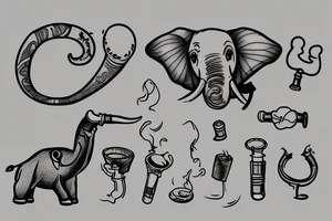Dog with smoking pipe and elephant ears tattoo idea