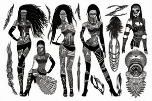 Futuristic cyberpunk woman tribals fire tattoo idea