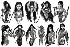 Futuristic cyberpunk woman tribals fire tattoo idea