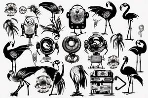 Robot Samuel Jackson flamingo tattoo idea