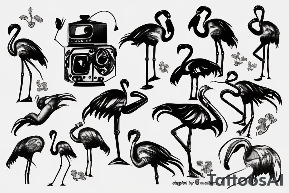Robot Samuel Jackson flamingo tattoo idea