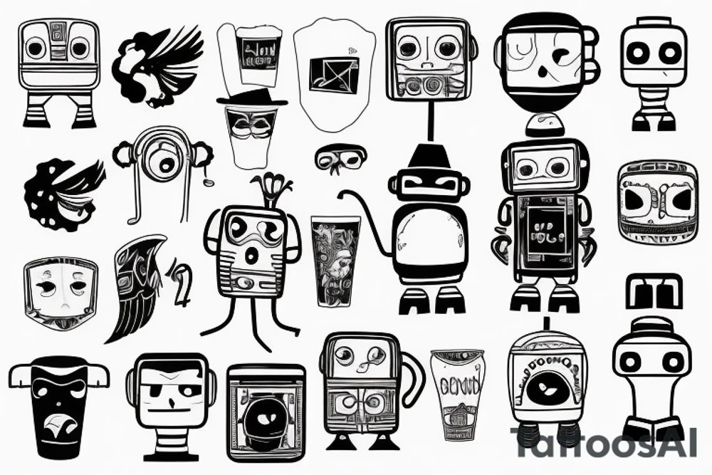 Robot flamingo drunk beer futurama dancing tattoo idea