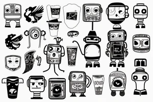 Robot flamingo drunk beer futurama dancing tattoo idea