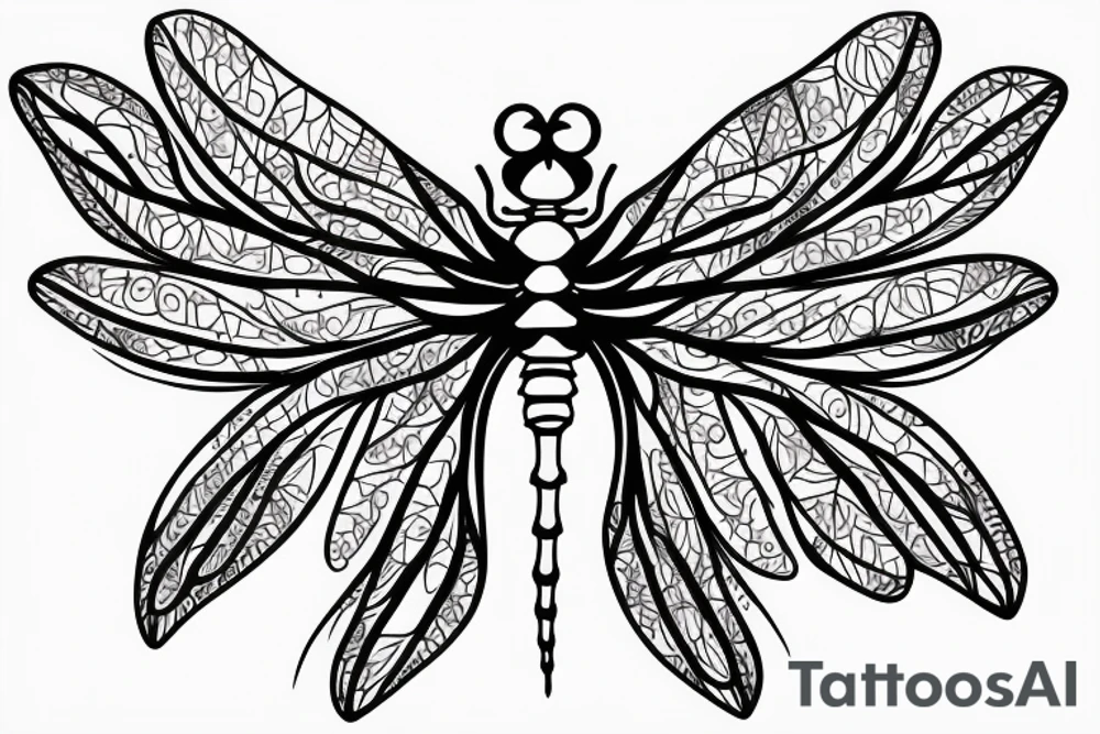 dragonfly landing on flower spine tattoo idea