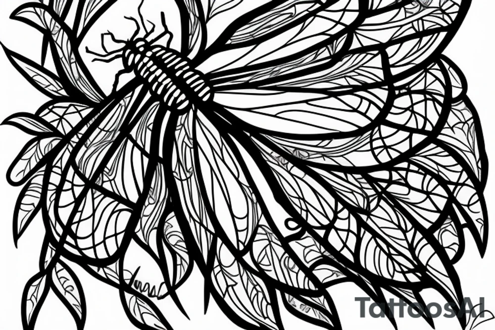 dragonfly landing on flower spine tattoo idea