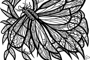 dragonfly landing on flower spine tattoo idea
