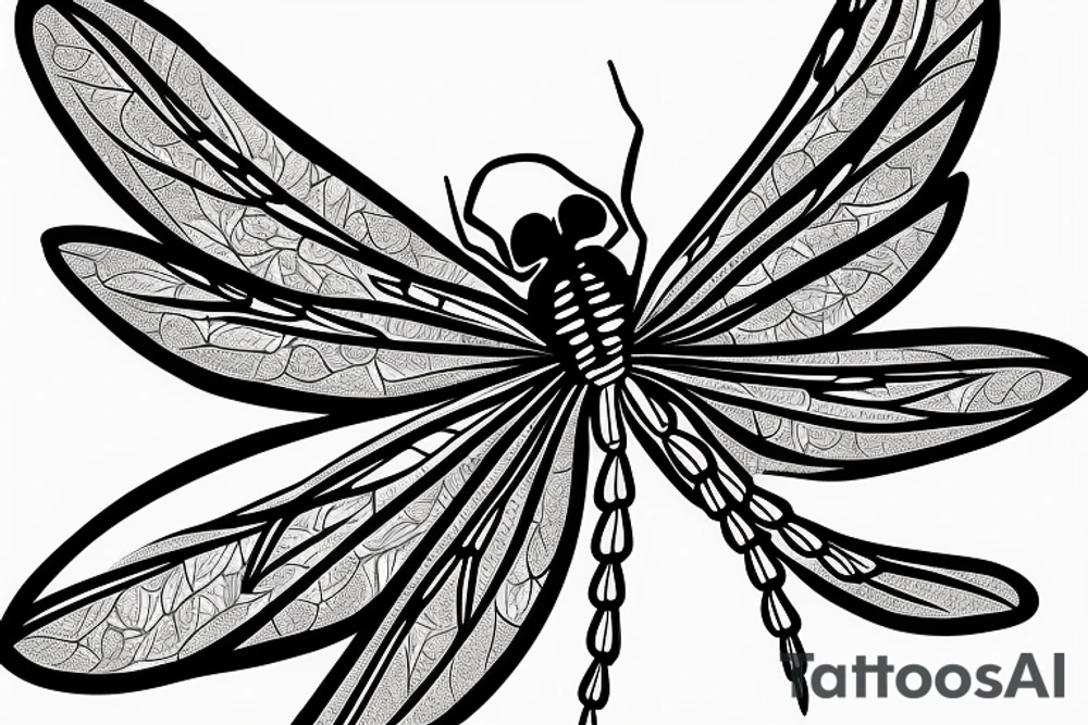 dragonfly landing on flower spine tattoo idea