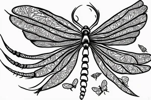 dragonfly landing on flower spine tattoo idea