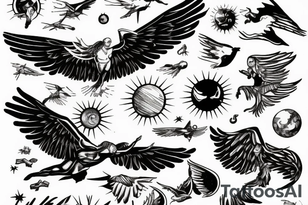 Icarus soaring to the sun tattoo idea