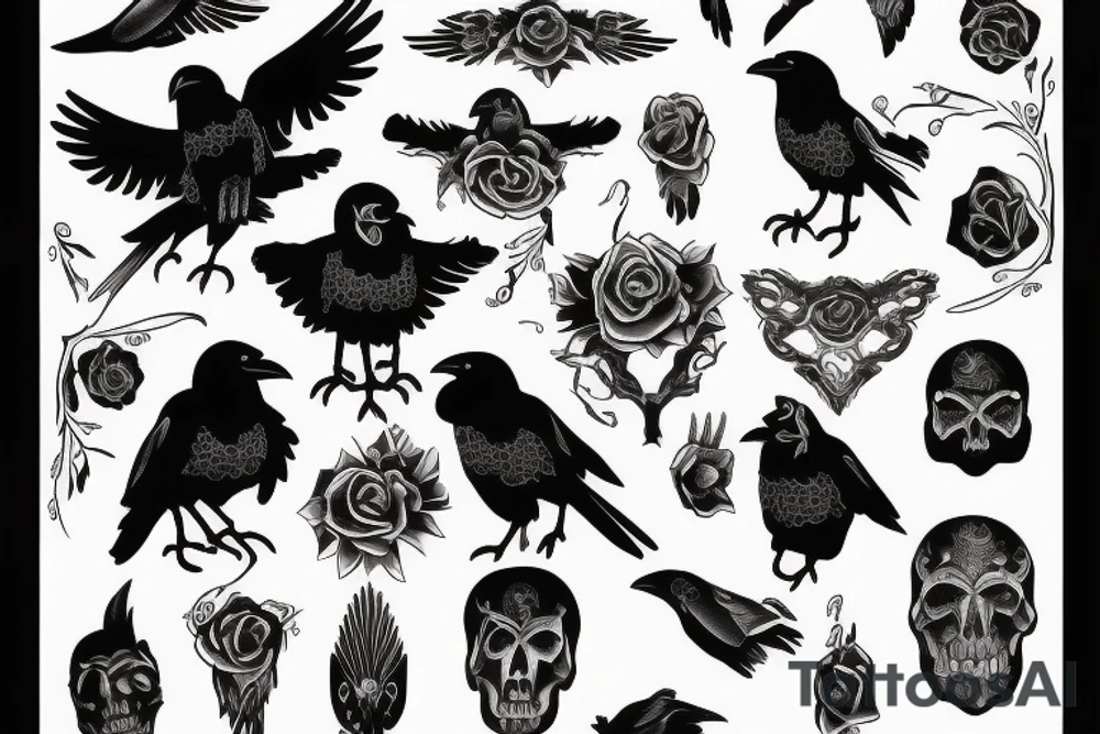 Crow black dead goth traditional tattoo idea