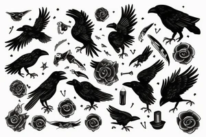 Crow black dead goth traditional tattoo idea