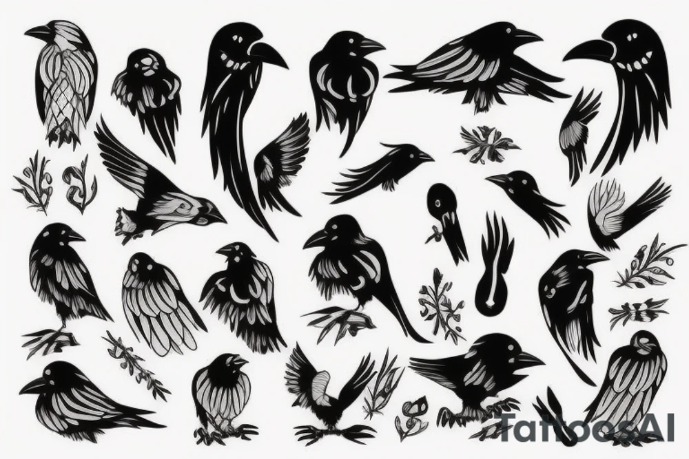Crow black dead goth traditional tattoo idea