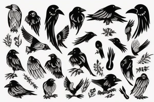 Crow black dead goth traditional tattoo idea