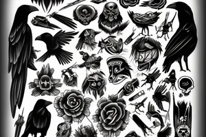 Crow black dead goth traditional tattoo idea