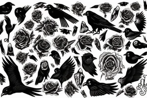 Crow black dead goth American traditional tattoo idea