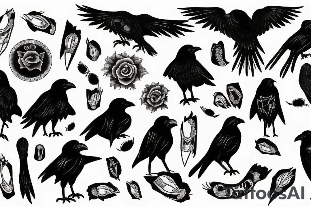 Crow black dead goth American traditional tattoo idea