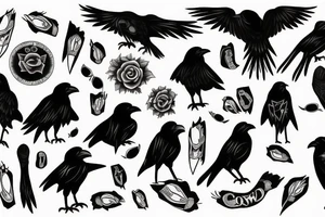 Crow black dead goth American traditional tattoo idea