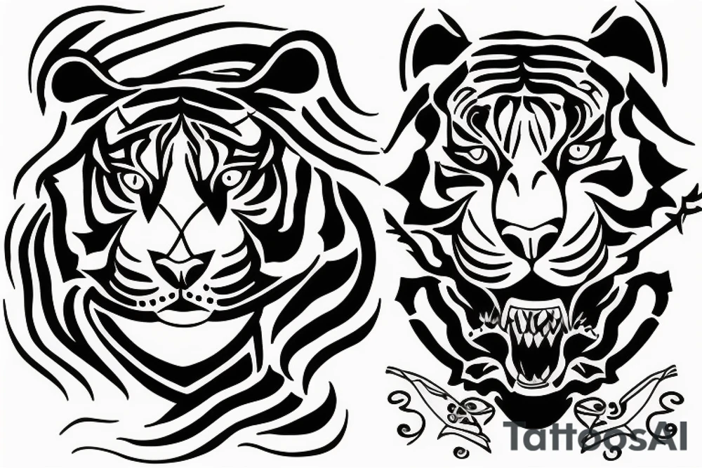 Tiger and Greek goddess tattoo idea