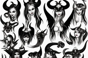 Succubus with demon horns tattoo idea