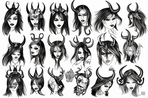 Demon girl with horns tattoo idea