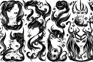 Girl with horns and tail tattoo idea