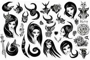 Girl with horns and tail tattoo idea